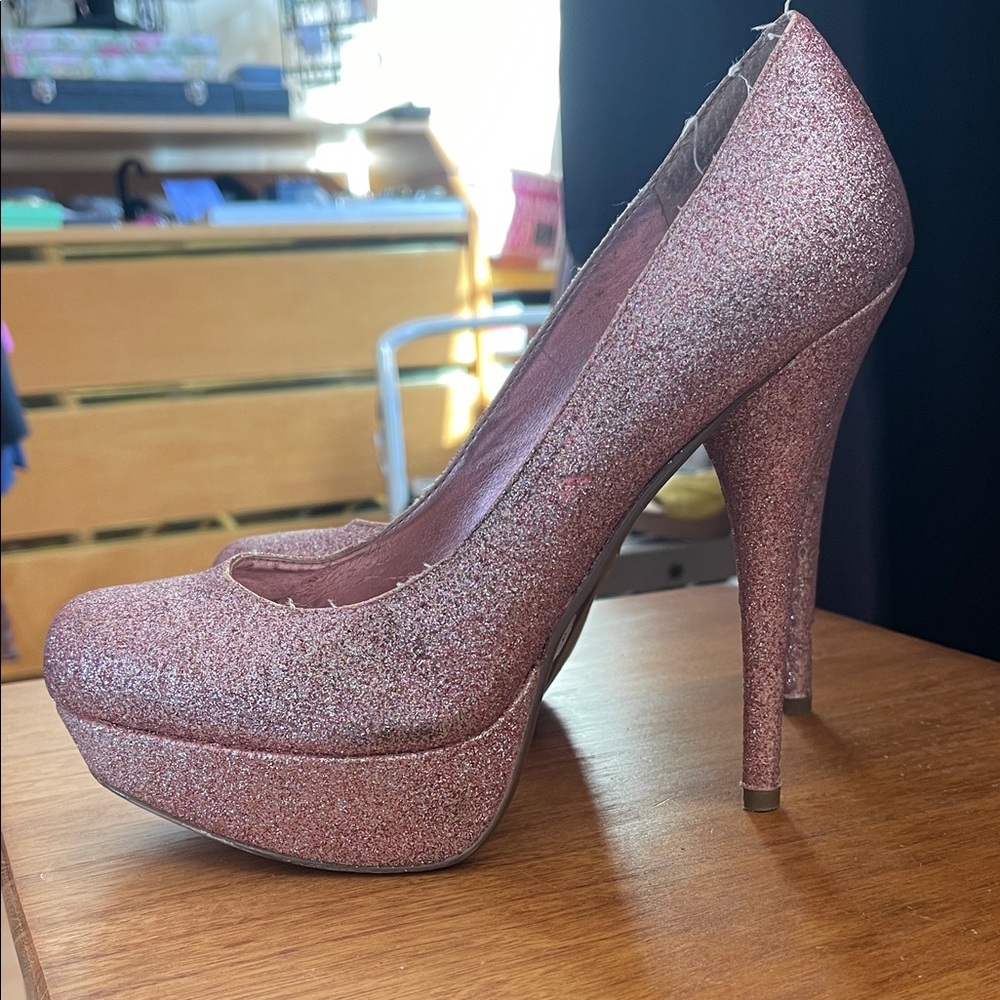 Bakers Pink Glitter Heels